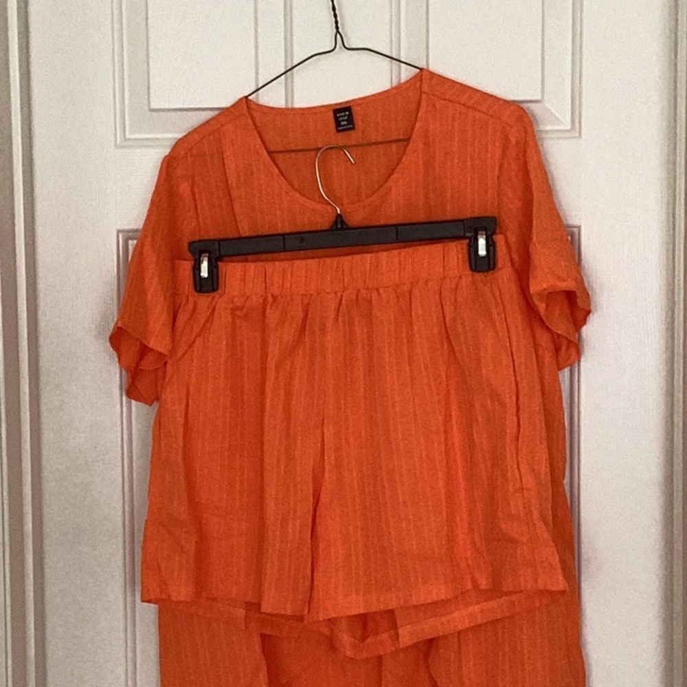 SHEIN Orange Asymmetrical Relaxed Pajama Shorts set sz OXL